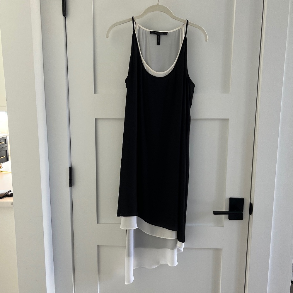 BCBG MaxAzaria  High -Low Asymmetrical Slip Dress  in black and white- Size M